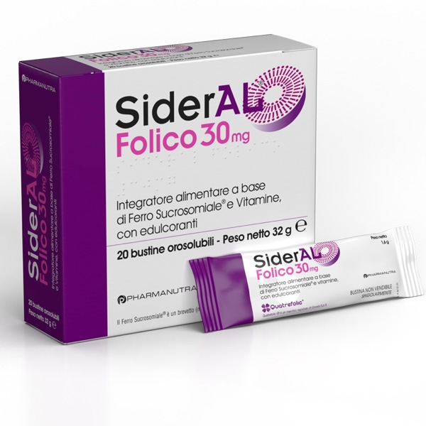 sideral folico 30mg bustine integratore ferro vitamine