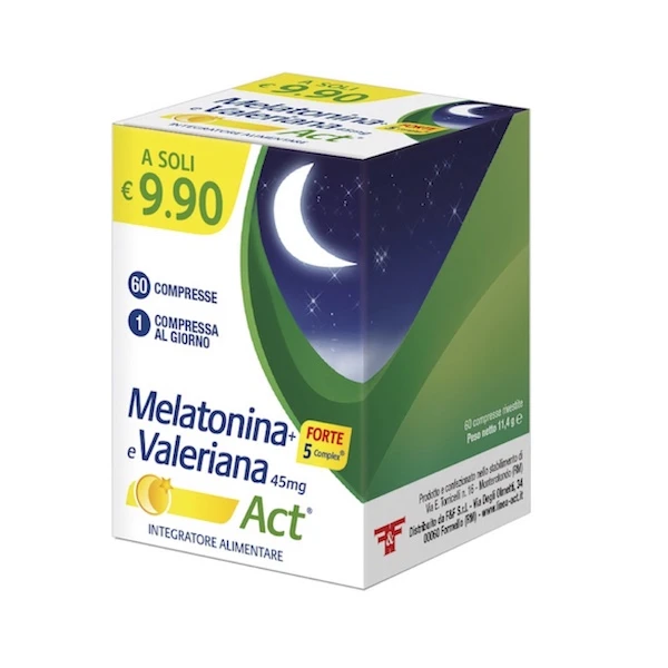 Melatonina + Forte 5 Complex e Valeriana Act 60 compresse