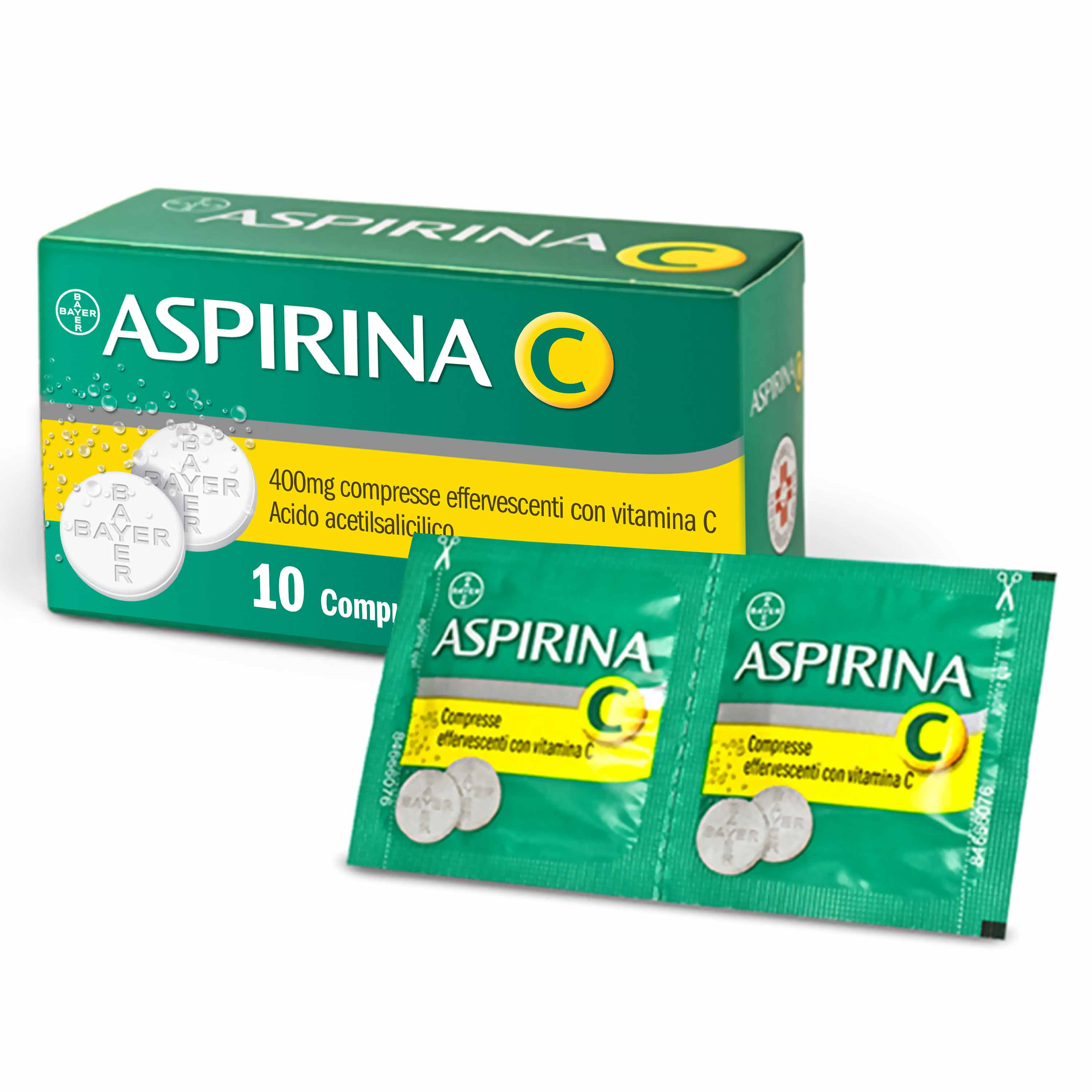aspirina-c10cpr-eff-400240mg Aspirina C 400 mg + 240 mg 10 compresse effervescenti - immagine 1