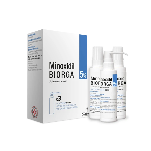 Minoxidil Biorga Soluzione Cutanea 5% 3 Flaconi da 60 ml