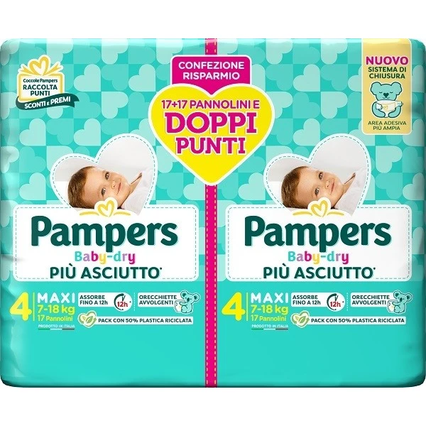 Pampers Baby Dry Duo Downcount Maxi 34 Pannolini