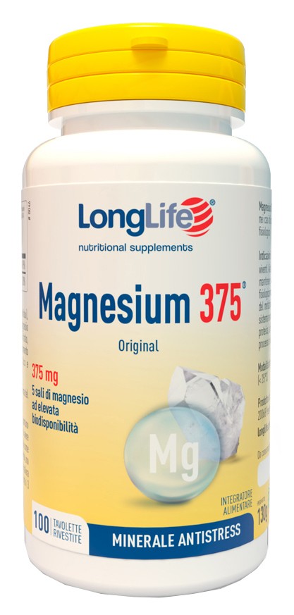 longlife-magnesium-375-original-375-mg-100-tavolette LongLife Magnesium 375 Original 375 mg 100 tavolette - immagine 1